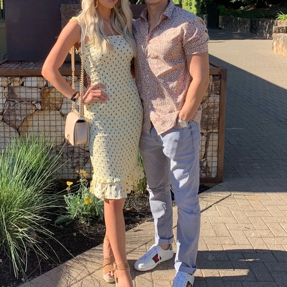 Faithfull the Brand Yellow Polka Dot MIDI Dress - Picture 4 of 8